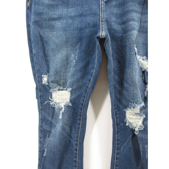 Judy Jeans 7 Blue Capri Fit Denim Grunge Distressed Pants Juniors - Picture 3 of 13
